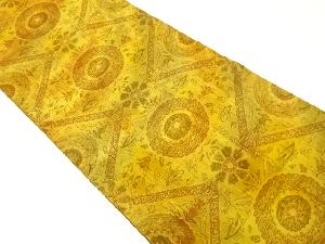 抽象菱に菊・花唐草模様織出し名古屋帯